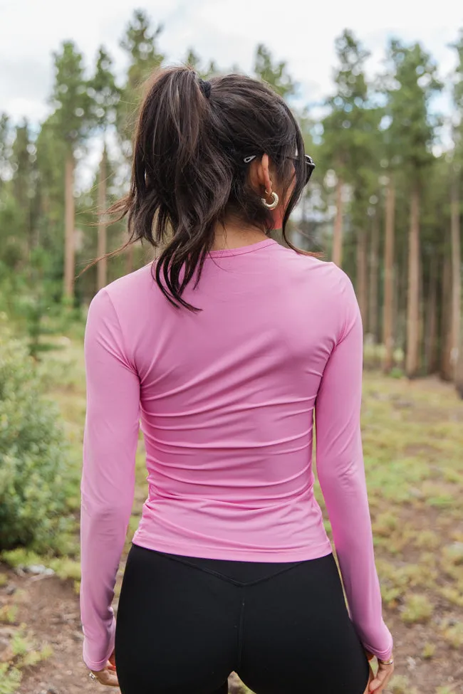 A Lovely Life Pink Fitted Long Sleeve Layering Tee FINAL SALE