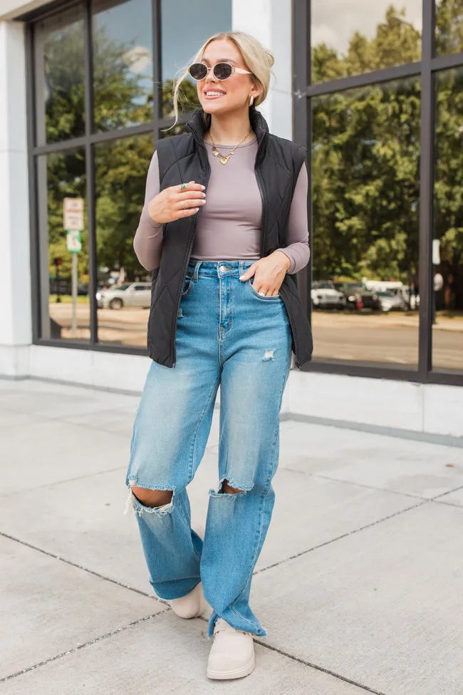 A Lovely Life Taupe Fitted Long Sleeve Layering Tee FINAL SALE