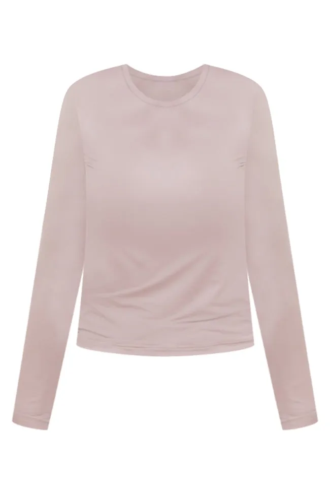 A Lovely Life Taupe Fitted Long Sleeve Layering Tee FINAL SALE