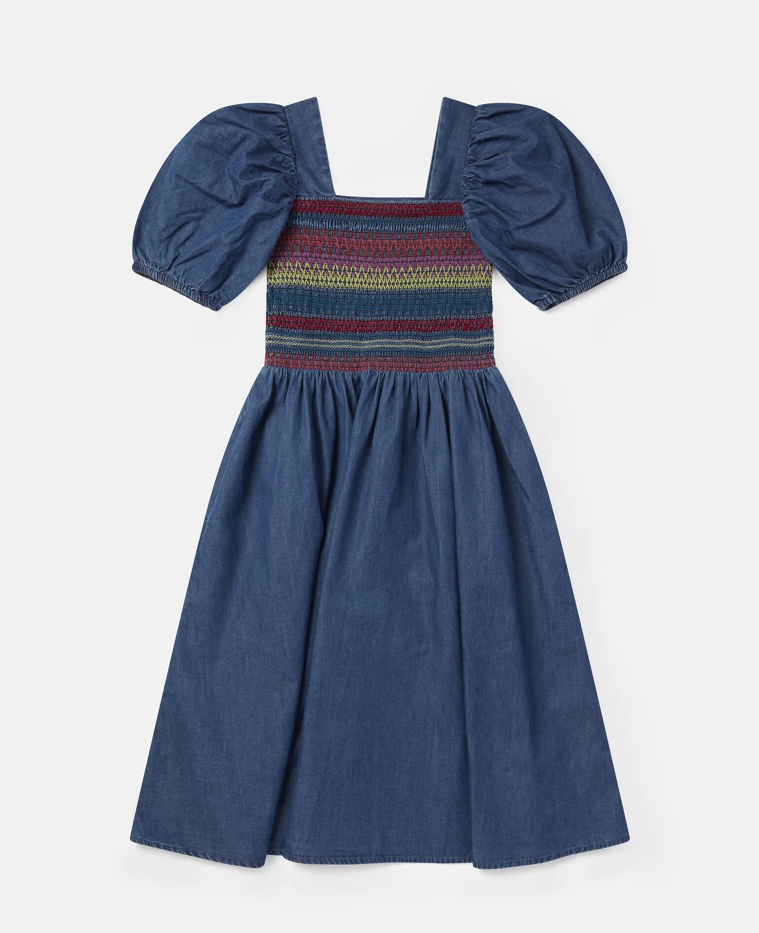 Embroidered Chambray Dress