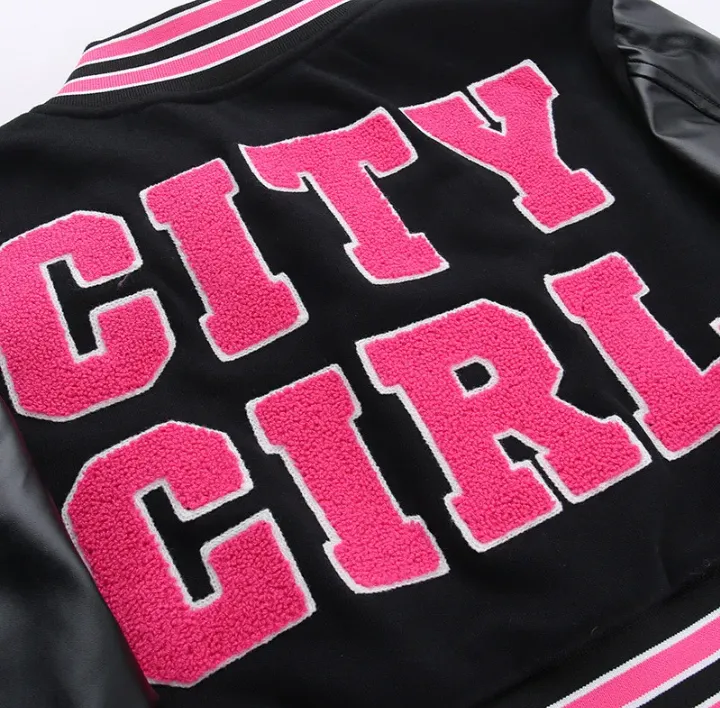 Fashion Patchwork Letter Print Short Jackets