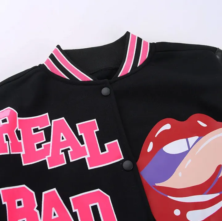 Fashion Patchwork Letter Print Short Jackets