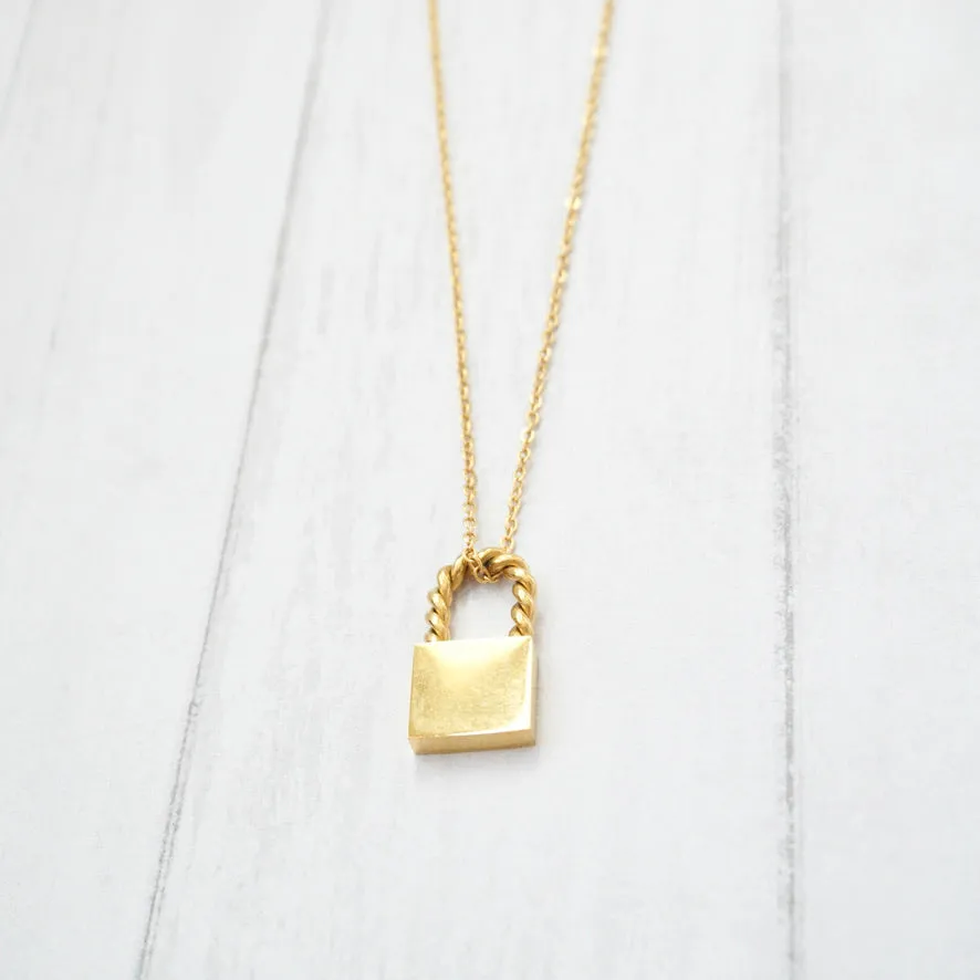 Gold Padlock Necklace