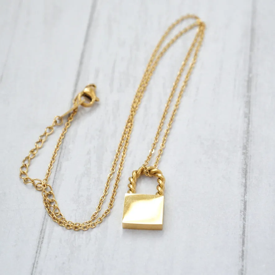 Gold Padlock Necklace