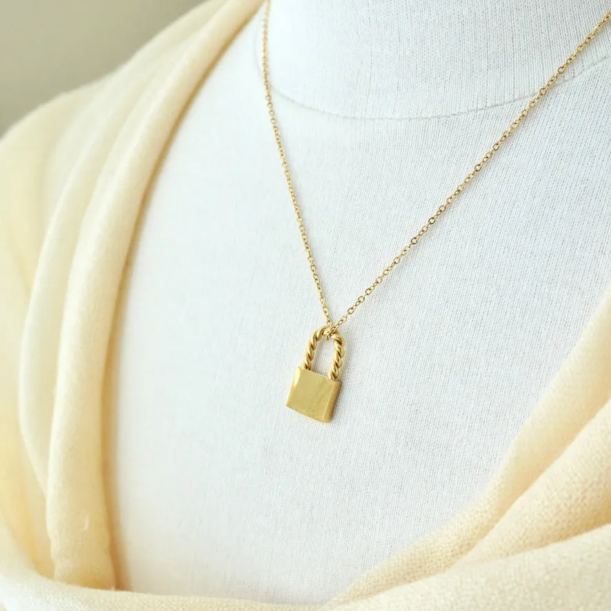 Gold Padlock Necklace