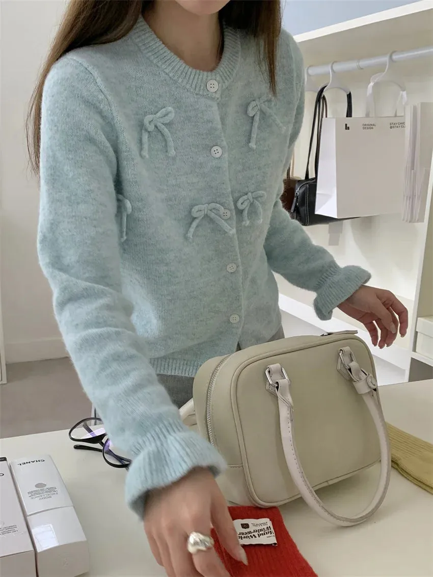 KYLETHOMASW  -    Sweet Women Coats Loose Office Lady Soft Chic Elegant Autumn 2024 OL Sweaters Knitted New Slim Daily Casual