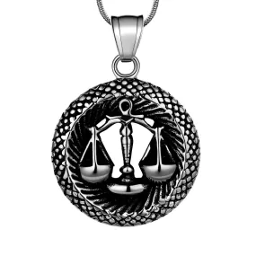 Men Zodiac Libra Necklace Pendant Star Sign Constellation Jewelry Women Boys Girls Birthday Gift