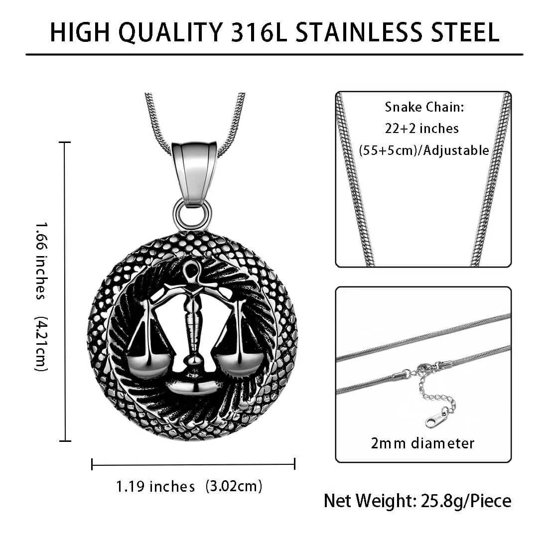 Men Zodiac Libra Necklace Pendant Star Sign Constellation Jewelry Women Boys Girls Birthday Gift