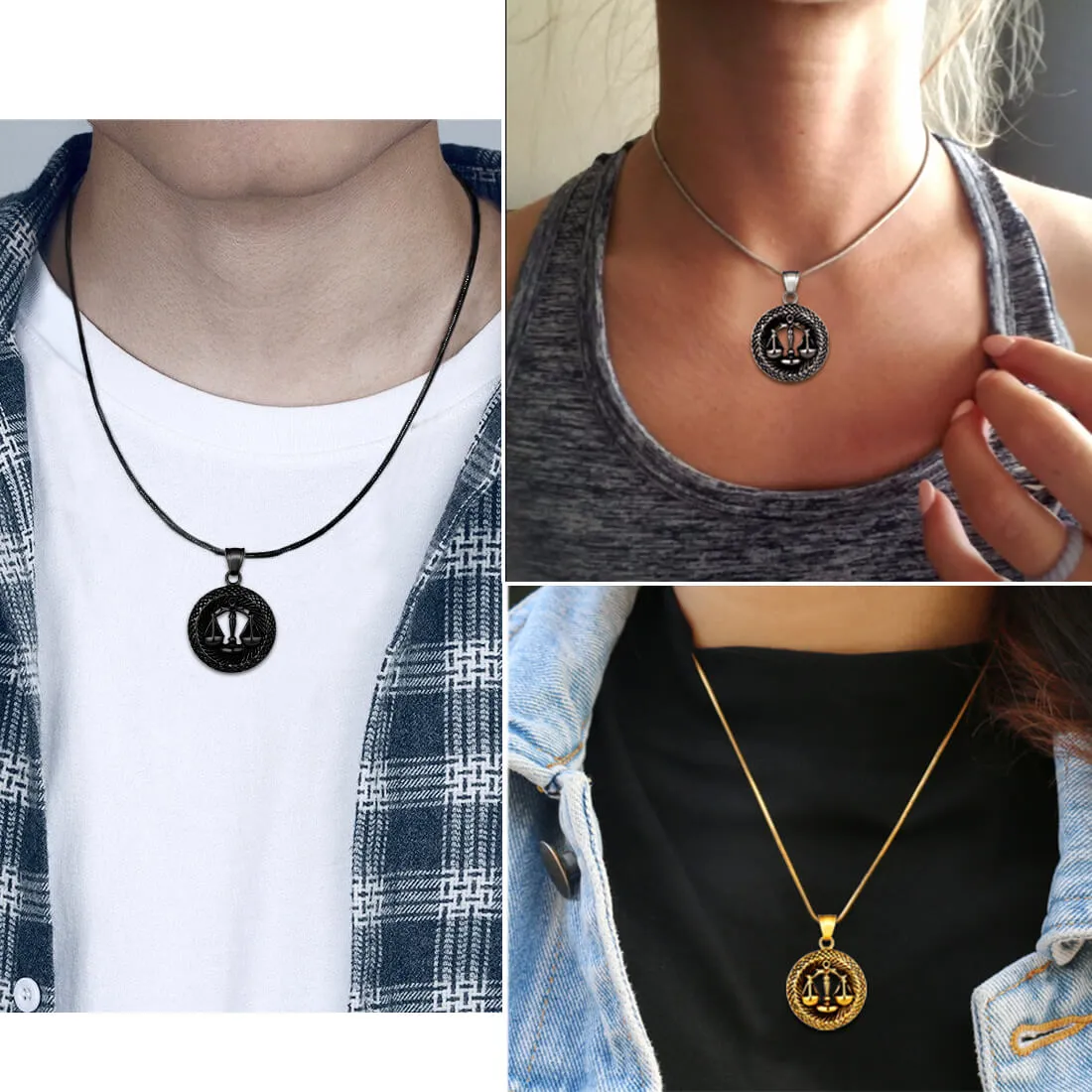 Men Zodiac Libra Necklace Pendant Star Sign Constellation Jewelry Women Boys Girls Birthday Gift
