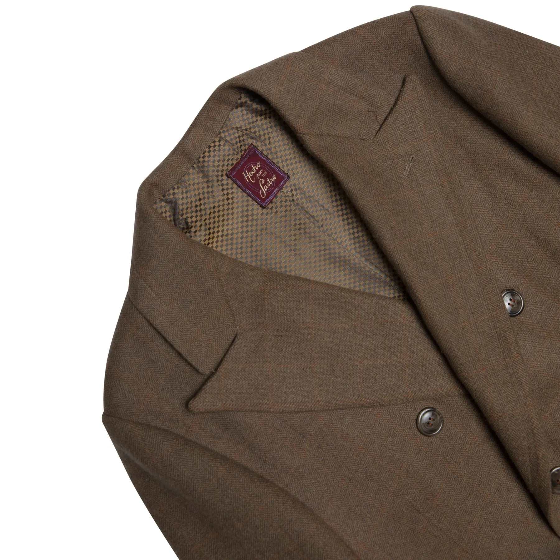 Overcheck Herringbone Tweed Virgin Wool Polo Coat