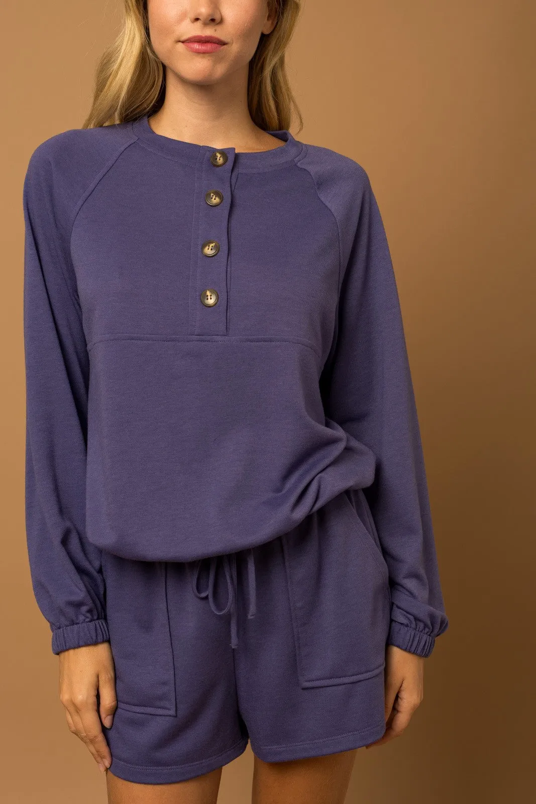 Paige Grape Long Sleeve Button Down Top