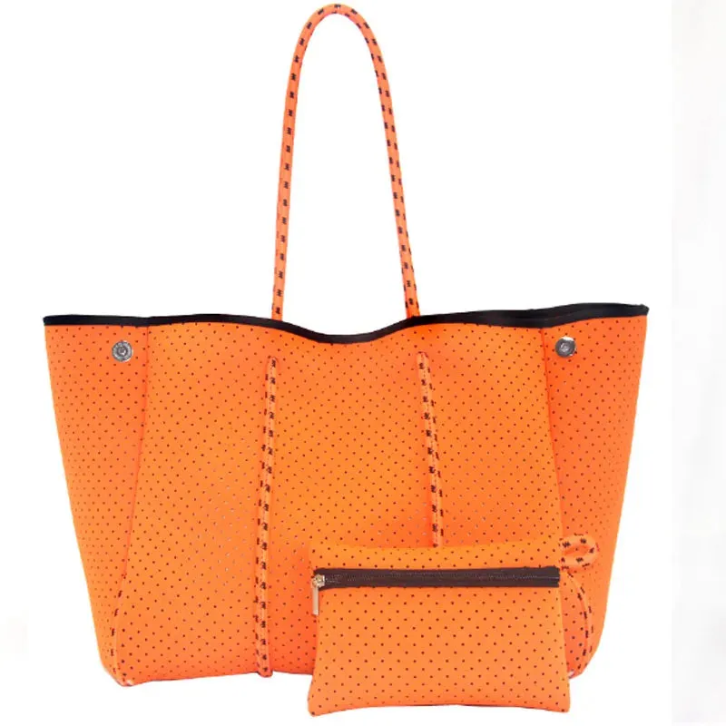 Perforated Neoprene Tote Bag With Small Purse