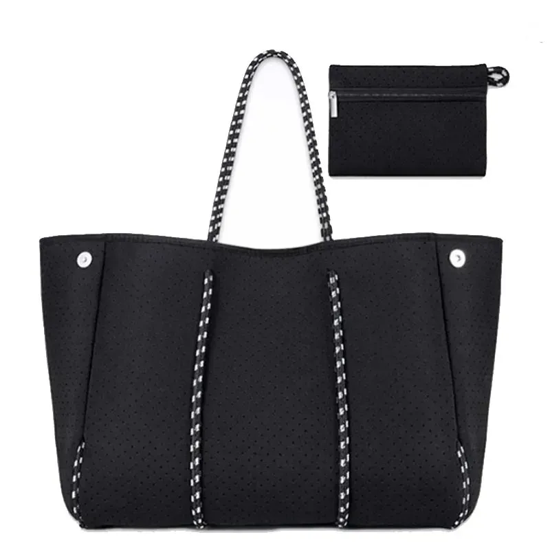 Perforated Neoprene Tote Bag With Small Purse