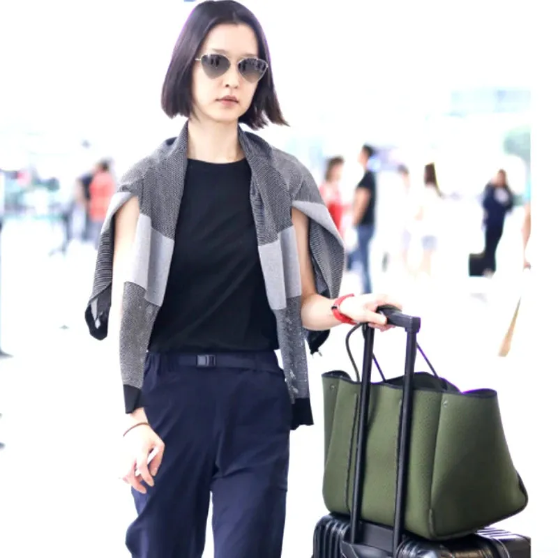 Perforated Neoprene Tote Bag With Small Purse