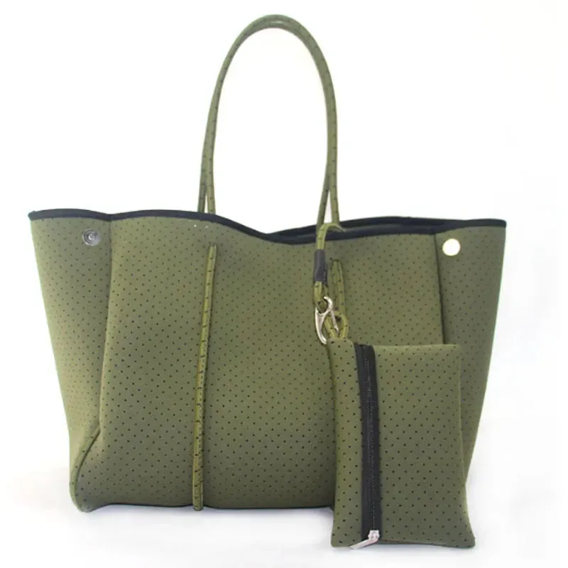 Perforated Neoprene Tote Bag With Small Purse