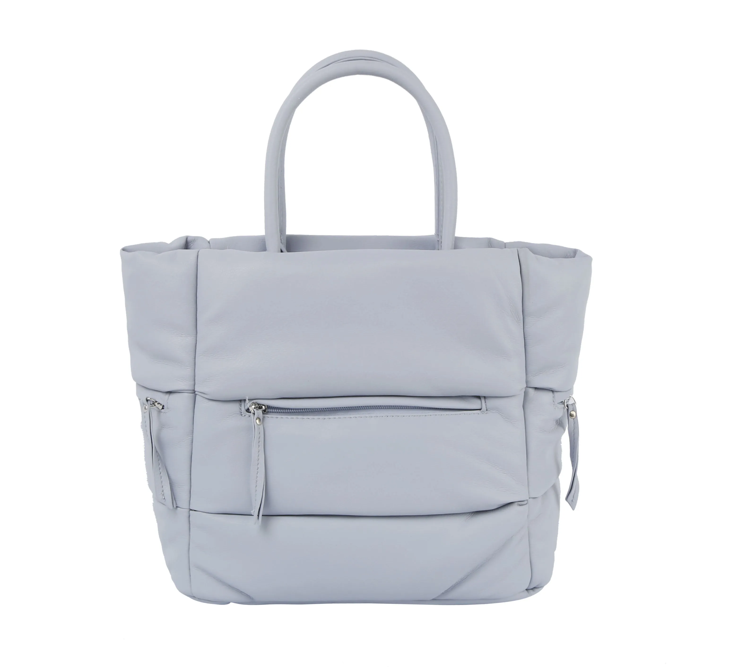 Puffer tote with zip pockets
