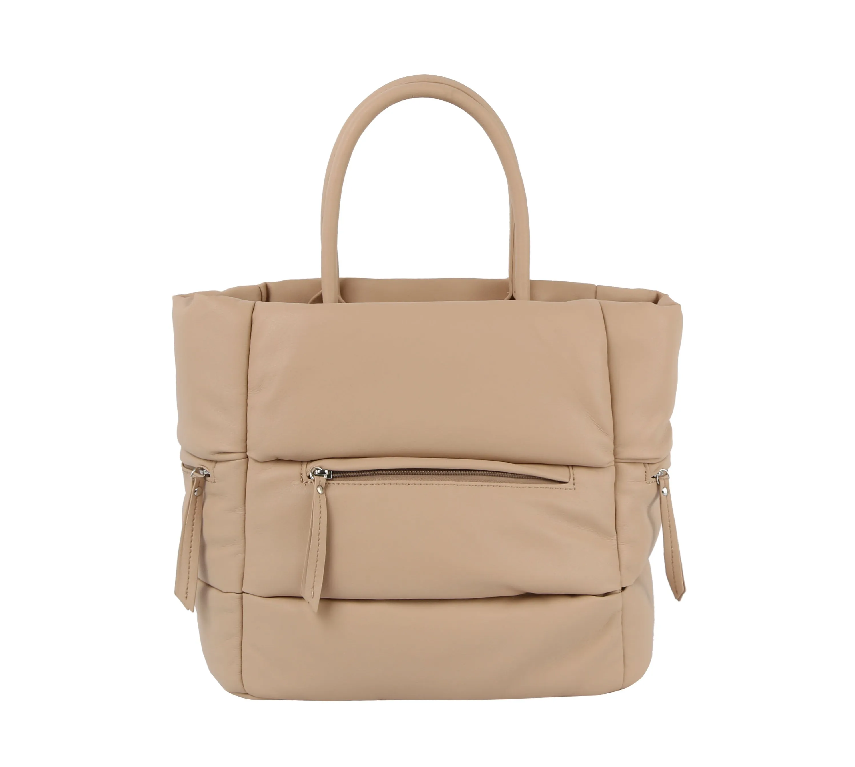 Puffer tote with zip pockets