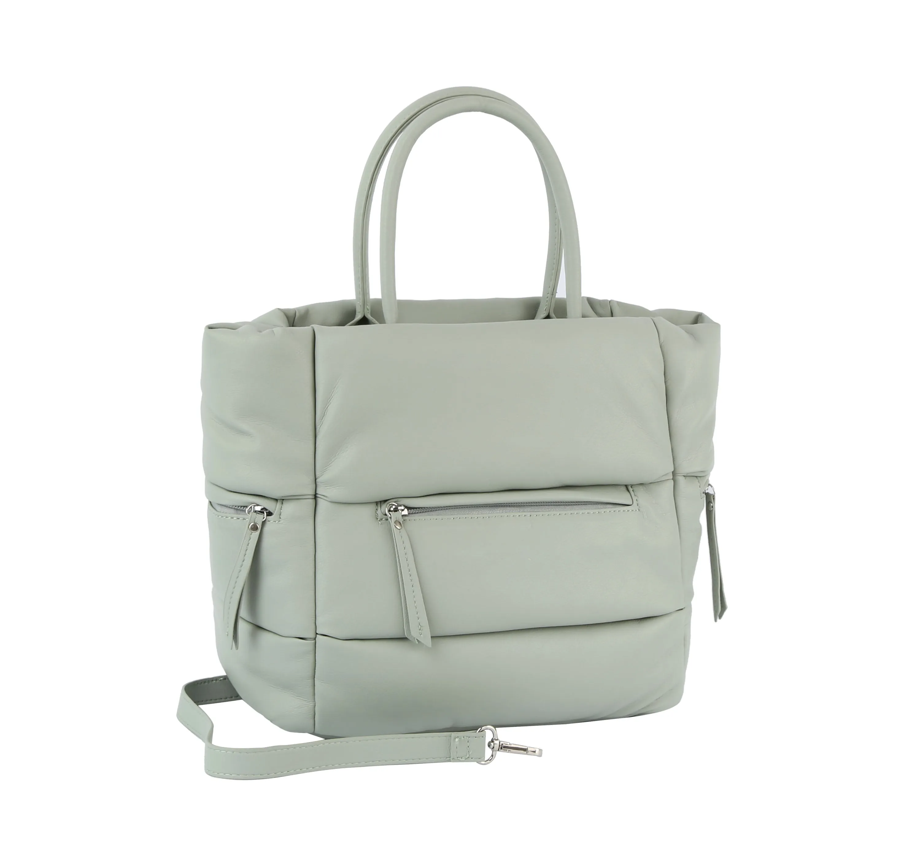 Puffer tote with zip pockets