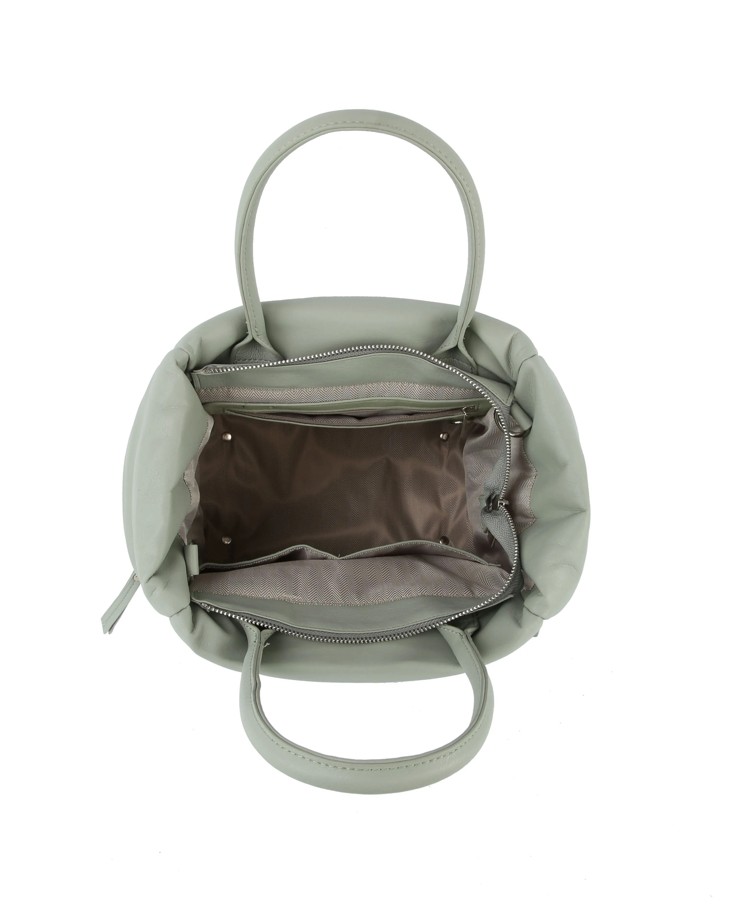 Puffer tote with zip pockets
