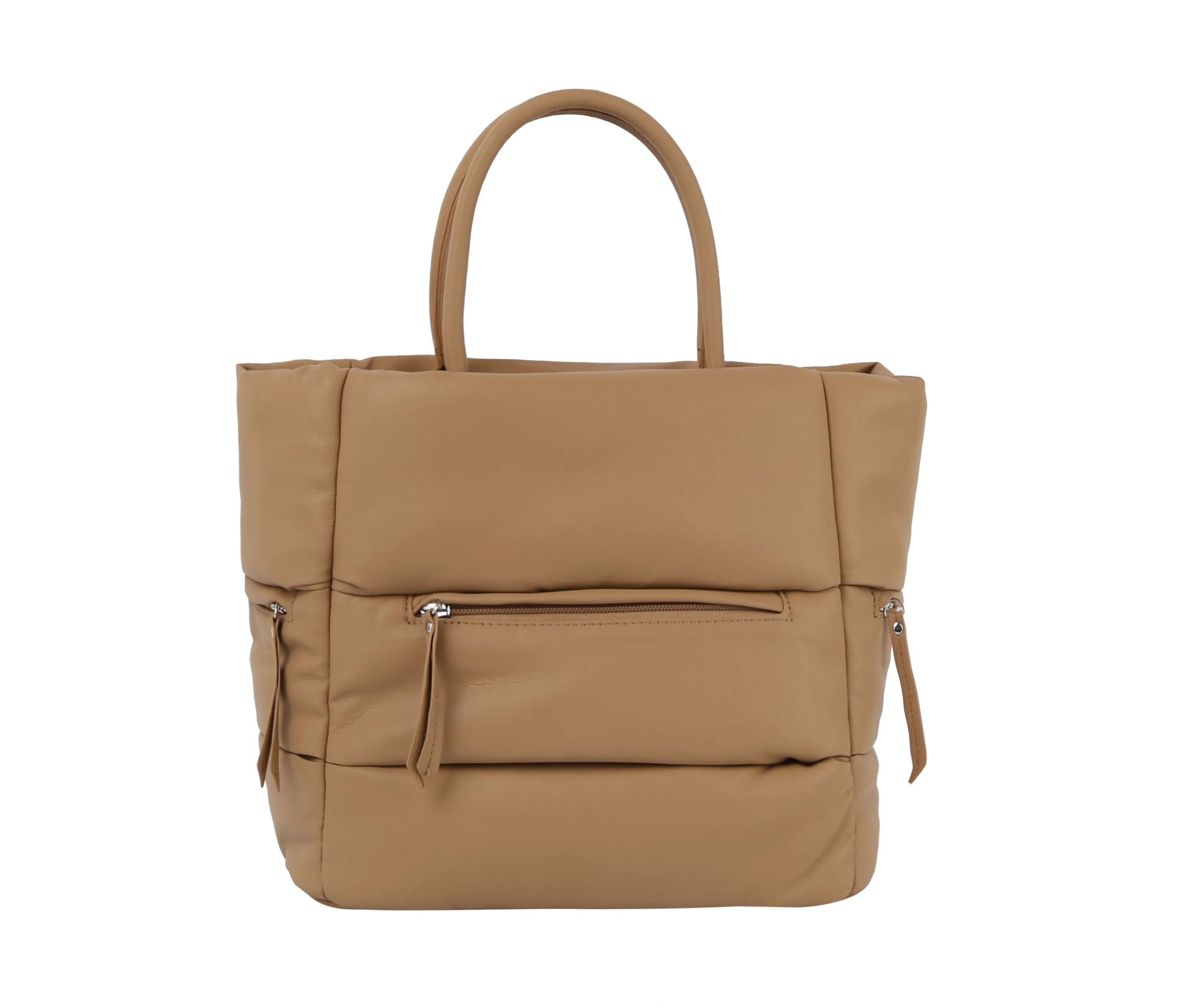 Puffer tote with zip pockets