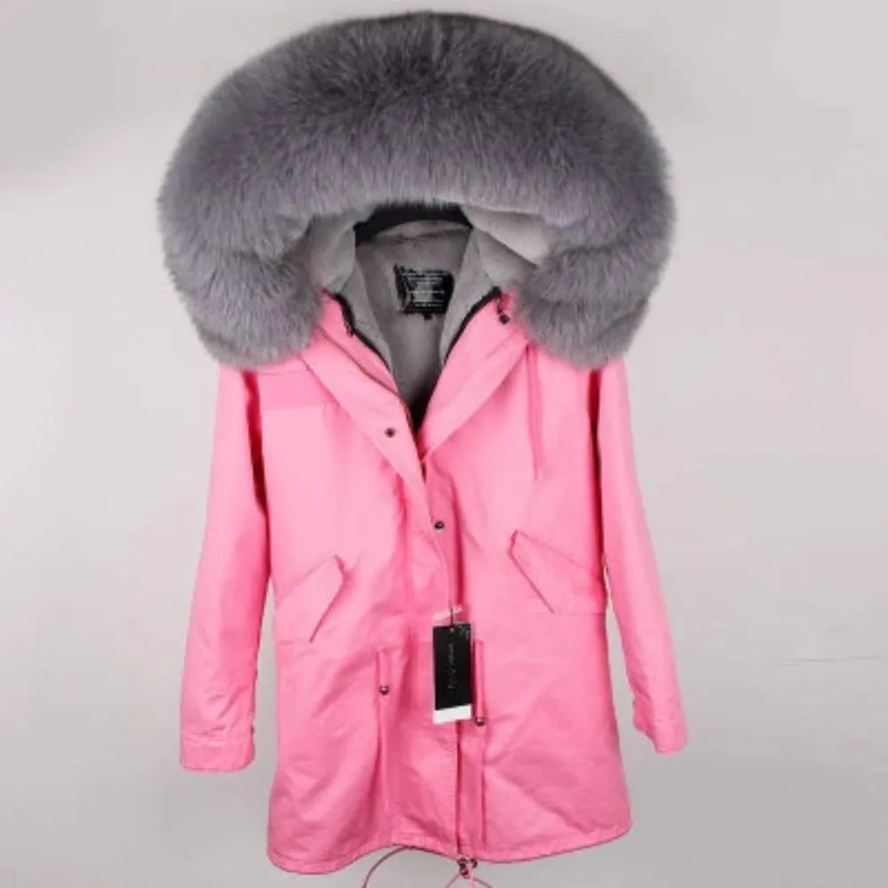 Women's Winter Casual Thick Slim Long Parka With Fox Fur