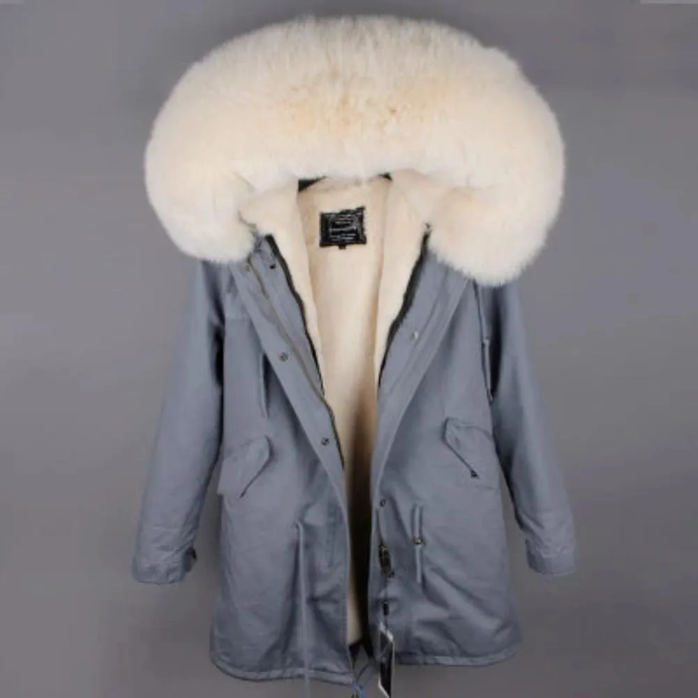 Women's Winter Casual Thick Slim Long Parka With Fox Fur