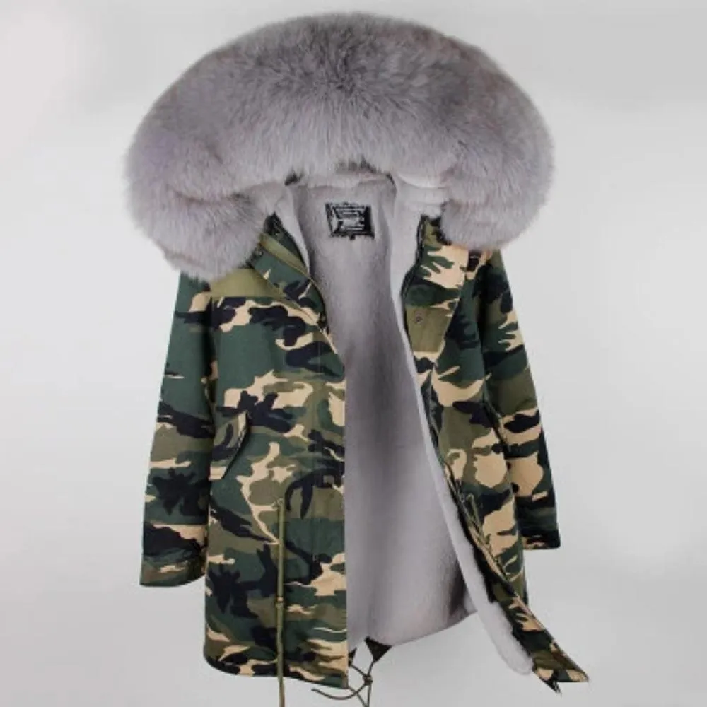 Women's Winter Casual Thick Slim Long Parka With Fox Fur