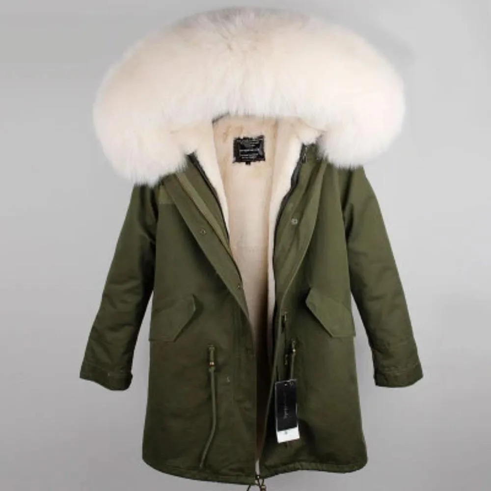 Women's Winter Casual Thick Slim Long Parka With Fox Fur