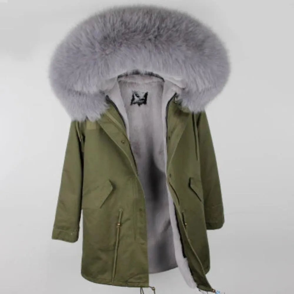 Women's Winter Casual Thick Slim Long Parka With Fox Fur