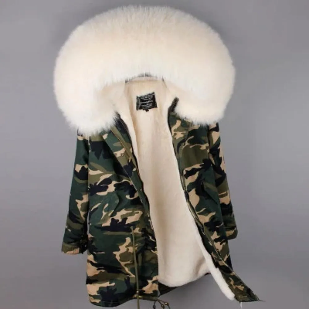 Women's Winter Casual Thick Slim Long Parka With Fox Fur