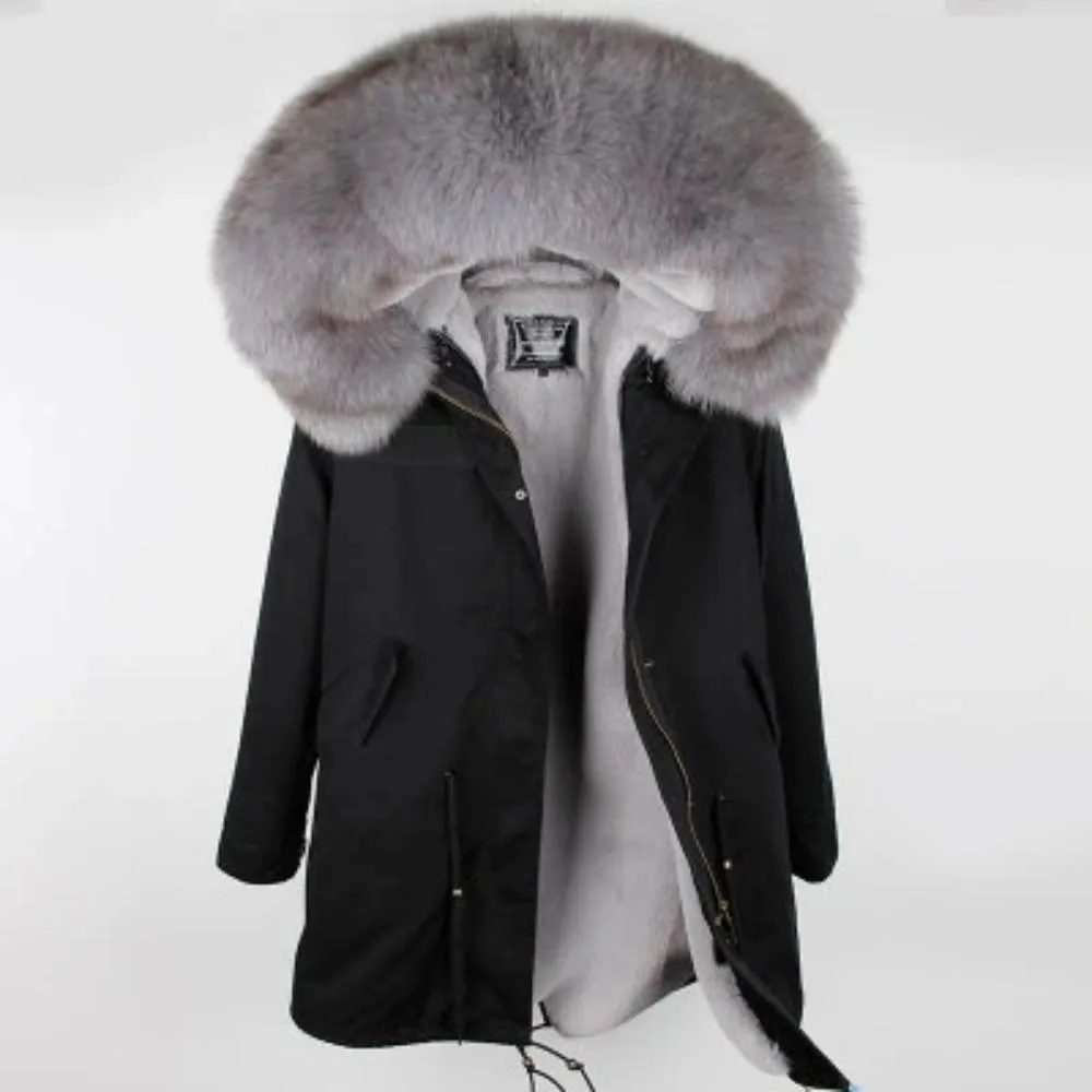 Women's Winter Casual Thick Slim Long Parka With Fox Fur