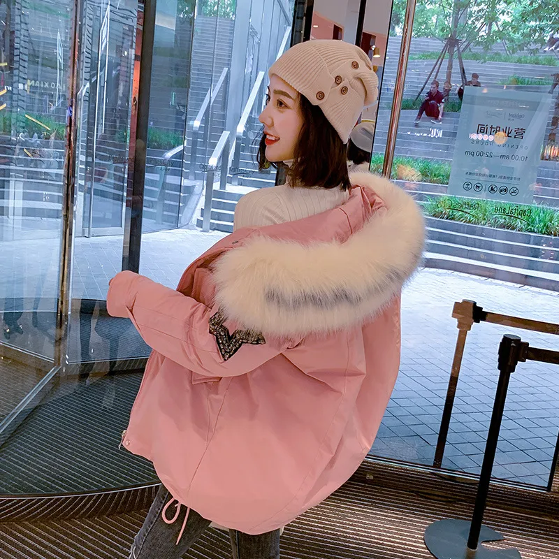 Women's Winter Casual Warm Hooded Padded Parka With Print